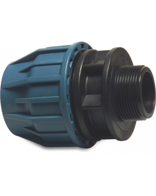 AANSLUITSTUK PP 16 MM X 3/4" KNEL X BUITENDRAAD 16BAR ZWART/BLAUW DVGW/KIWA/WRAS/SVGW