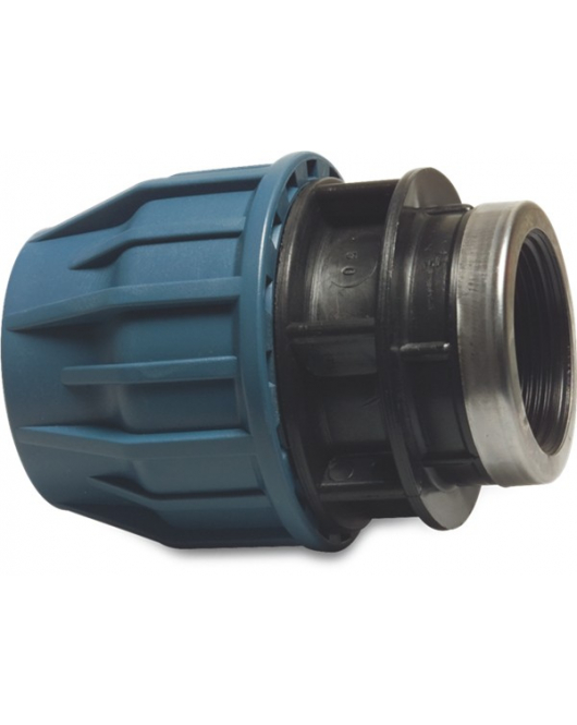 AANSLUITSTUK PP 25 MM X 1" KNEL X BINNENDRAAD 16BAR ZWART/BLAUW DVGW/KIWA/WRAS/SVGW