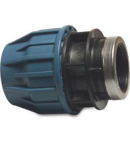 AANSLUITSTUK PP 32 MM X 1 1/4&quot; KNEL X BINNENDRAAD 16BAR ZWART/BLAUW DVGW/KIWA/WRAS/SVGW