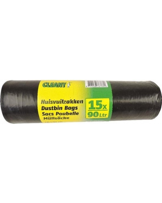 VUILNISZAKKEN 90 LITER, ZWART (15ST)