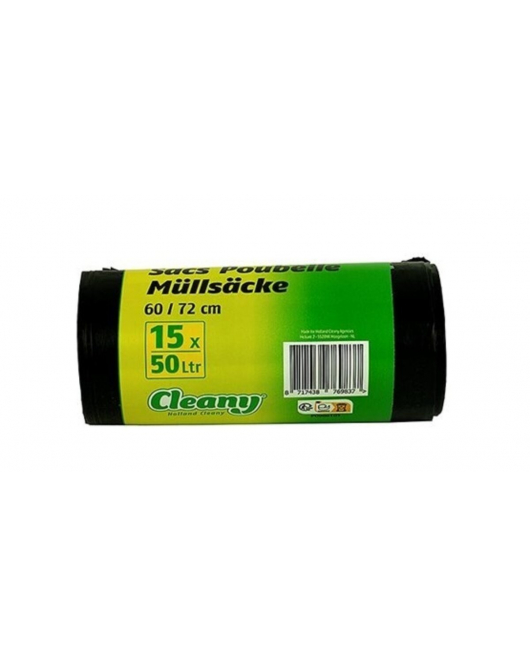 VUILNISZAKKEN 50 LITER, ZWART (15ST)