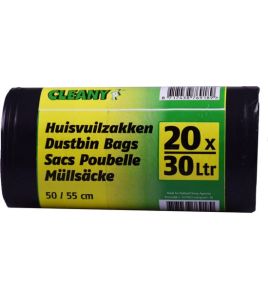 VUILNISZAKKEN 30 LITER, ZWART (20ST)