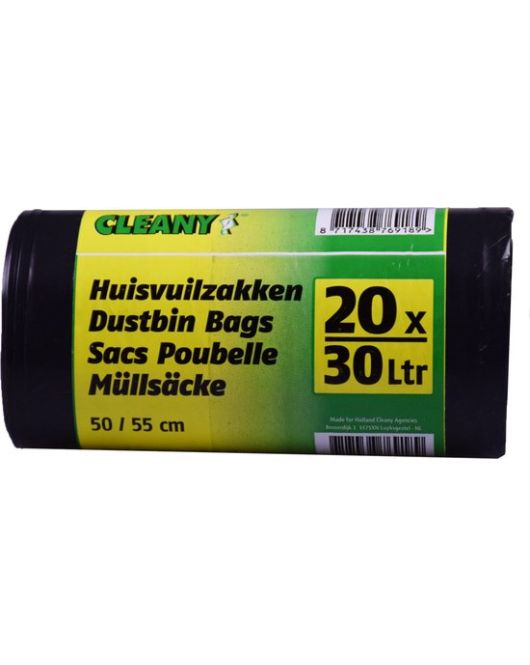 VUILNISZAKKEN 30 LITER, ZWART (20ST)