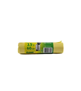 VUILNISZAKKEN / PEDAALEMMERZAKKEN GEEL 60 LITER (15ST)