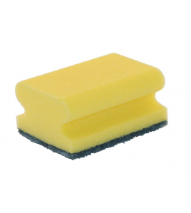 SCHUURSPONS MET GREEP, GEEL/GROEN, CA. 95X70X30 MM SCHUURSPONS MET GREEP, GEEL/GROEN, CA. 95X70X30 MM