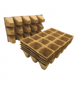 BIOLOGISCH AFBREEKBARE KWEEKPOTJES HOUTVEZEL VIERKANT H5X4X4CM / 6 TRA