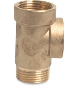 KOPPELING MESSING 1" BINNENDRAAD X BINNENDRAAD X BUITENDRAAD TYPE 3-WEG