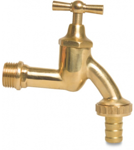 WARTELKRAAN MESSING GEPOLIJST 3/4&quot; X 19 MM BUITENDRAAD X SLANGTULE 8BAR