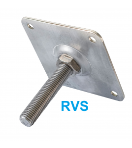 BETONPOER STELPLAAT RVS M20, MEEDRAAIENDE MOER