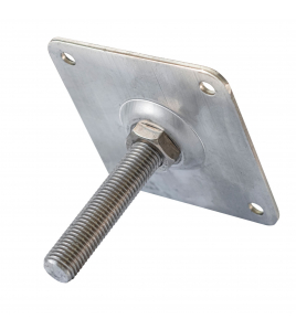 BETONPOER STELPLAAT VERZINKT M16, MEEDRAAIENDE MOER