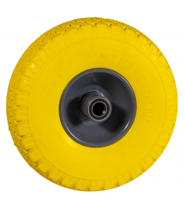 WIEL 300X4 SOFTWIEL GEEL, METAAL KOGELLAGERSS 20 MM