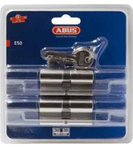 DUBBELE DEURCILINDER EUROPROFIEL VERNIKKELD - KA GELIJKSLUITENDE SET VAN 2 STUKS - BLISTER DUBBELE DEURCILINDER EUROPROFIEL VERNIKKELD - KA GELIJKSLUITENDE SET VAN 2 STUKS - BLISTER