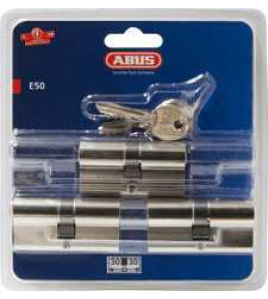 DUBBELE DEURCILINDER EUROPROFIEL VERNIKKELD - KA GELIJKSLUITENDE SET VAN 3 STUKS - BLISTER DUBBELE DEURCILINDER EUROPROFIEL VERNIKKELD - KA GELIJKSLUITENDE SET VAN 3 STUKS - BLISTER