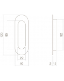 SCHUIFDEURKOM OVAAL 120X40MM BLIND ZWART