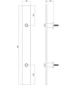 DEURGREEP PLAT 400MM X 40MM TBV SCHUIFDEUR, MAT ZWART