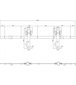SCHUIFDEURSYSTEEM 2 METER, HANGROLLEN MET SPAAKWIEL 340MM, STAAL MAT Z