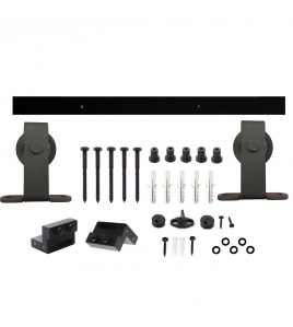 SCHUIFDEURSYSTEEM 2 METER, HANGROLLEN RECHT 130MM, STAAL MAT ZWART