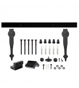 SCHUIFDEURSYSTEEM 2 METER, HANGROLLEN PIJLVORM 290MM, STAAL MAT ZWART