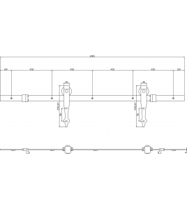 SCHUIFDEURSYSTEEM 2 METER, HANGROLLEN PIJLVORM 290MM, STAAL MAT ZWART